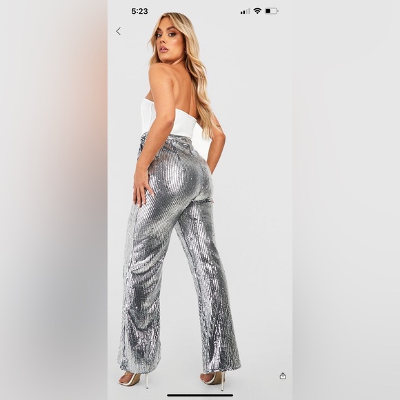 BOOHOO - Women’s Sequin Wide Leg Trouser Pant - U.S. size 20 - Picture 7 of 7